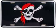 Skull and Bones Pirate With Red Scarf License Plate