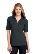 Port Authority Ladies Oxford Pique Double Pocket Polo. L557